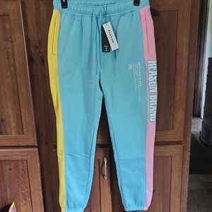 Reason Blue and Yellow Sweatpants Relaxed Fit Joggers